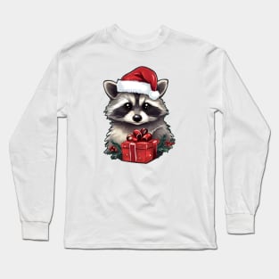 Merry Christmas Raccoon Long Sleeve T-Shirt